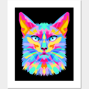 colorful cat Posters and Art